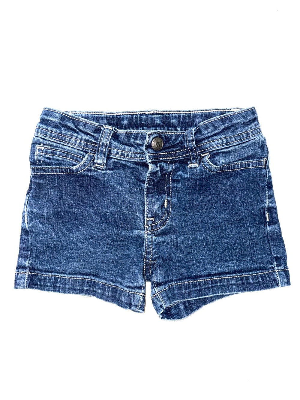 Faded Glory Dark Blue Denim Shorts with Pink Logo Tag